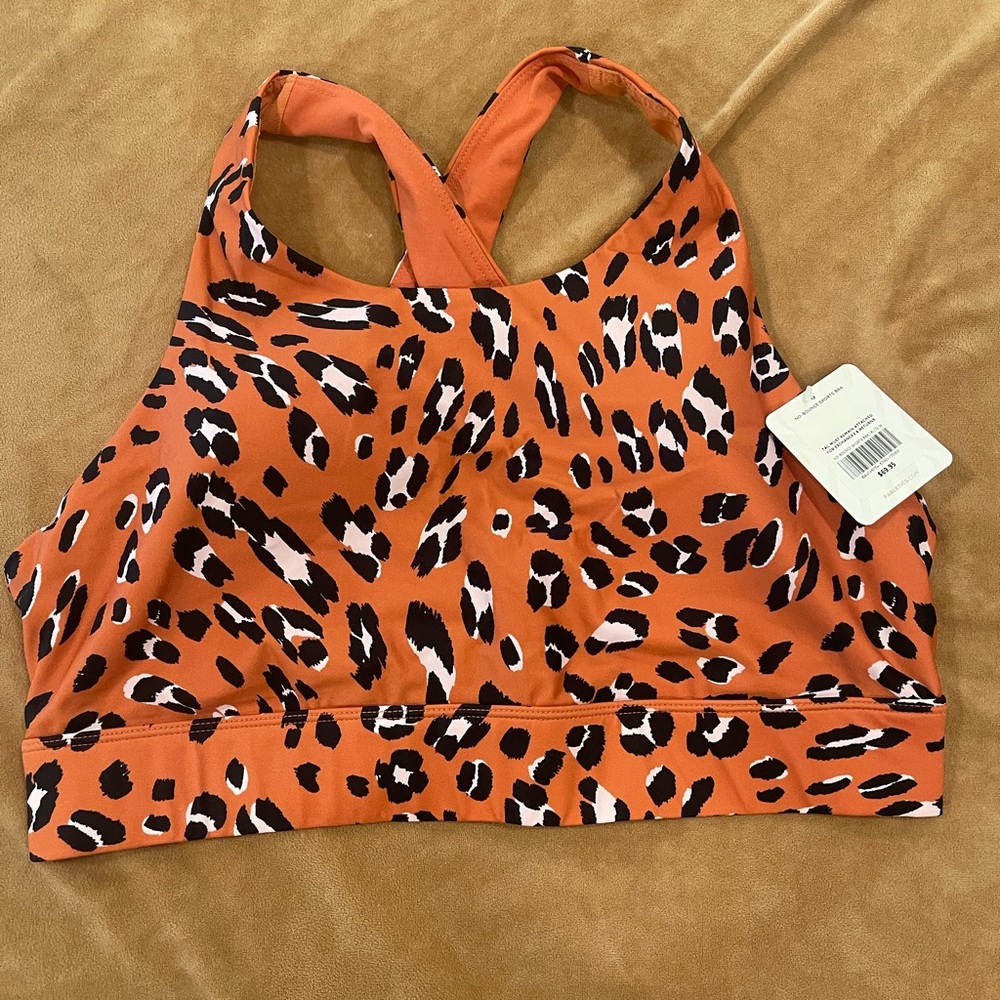 NWT Fabletics Orange Leopard Sports Bra